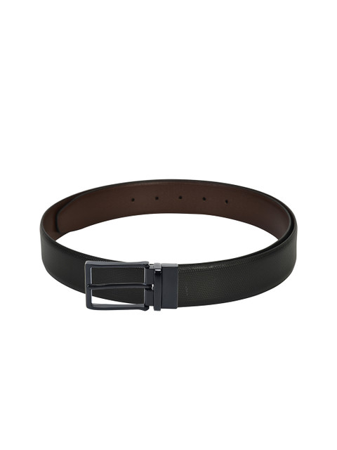 

Second SKIN Men Black & Brown Leather Reversible Textured Belt
