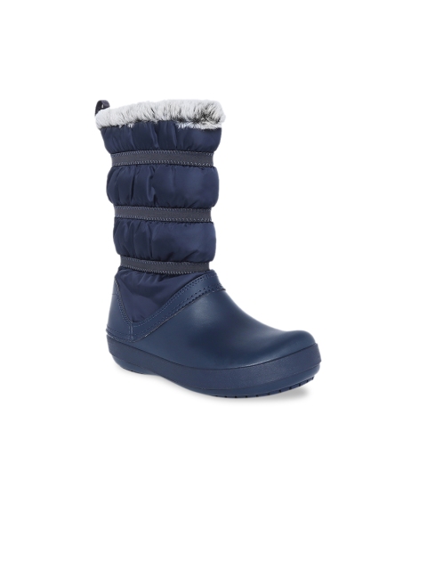 

Crocs CB Winter Crocband Women Navy Blue Solid Synthetic High-Top Flat Boots
