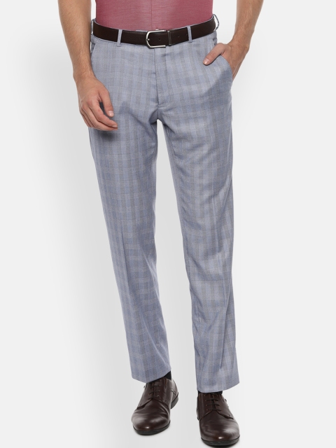 

Van Heusen Men Grey Slim Fit Self Design Formal Trousers