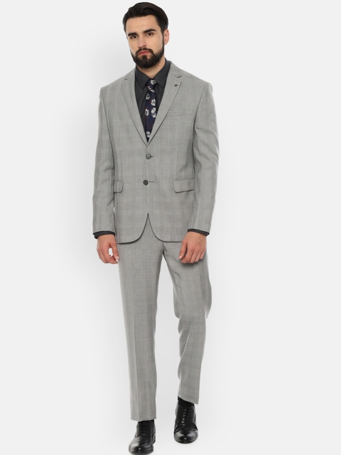 

Van Heusen Men Grey Checked Single-Breasted Slim-Fit Suit
