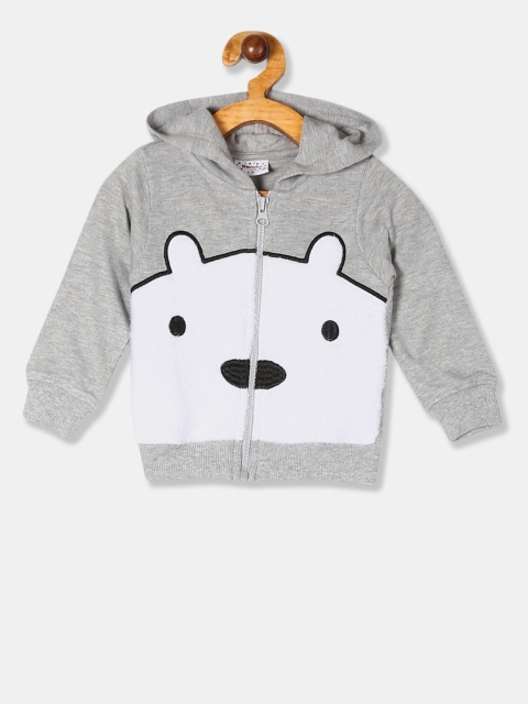 

Donuts Infant Boys Grey & Off-White Self Design Hooded Sweatshirt