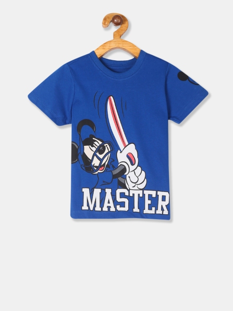 

Colt Boys Blue Mickey Mouse Printed Round Neck T-shirt