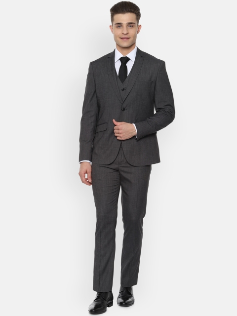 

V Dot Men Grey Self-Design Single-Breasted Skinny-Fit Suit
