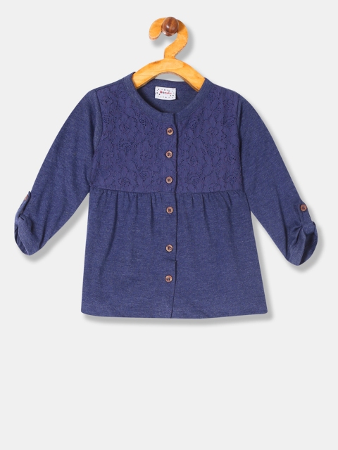 

Donuts Infant Blue Solid Lace Tunic