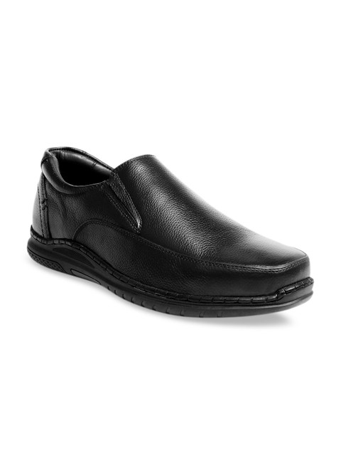 

One8 Men Black Solid Formal Leather Slip-On Shoes