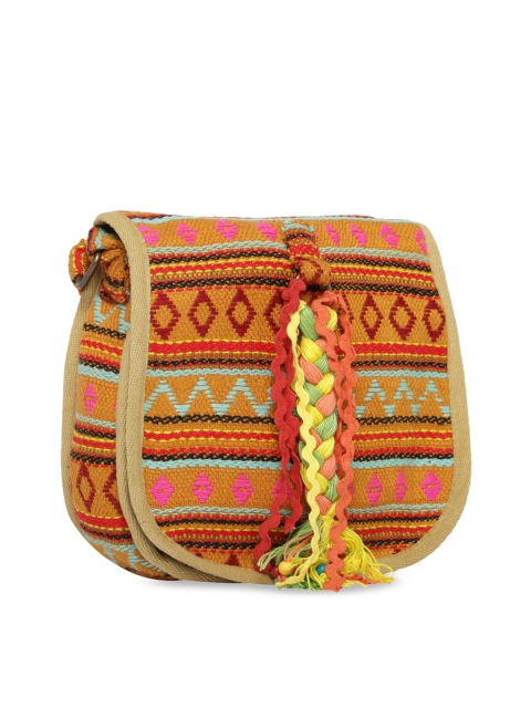 

The House of Tara Yellow & Red Self Design Sling Bag