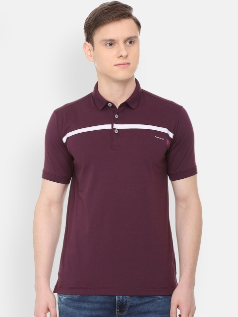 

Van Heusen Men Burgundy Solid Polo Collar T-shirt