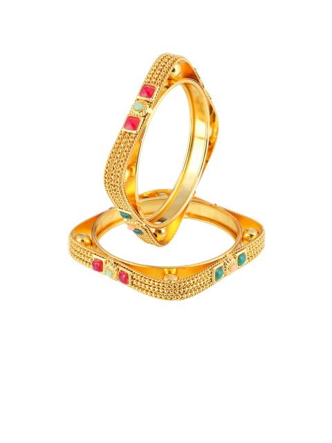 

Adwitiya Set of 2 Red & Green Stone-Studded Gold-Plated Handcrafted Bangles