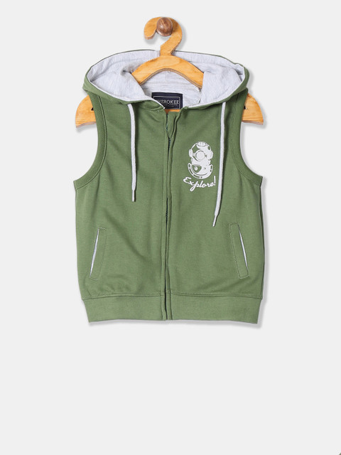 

Cherokee Boys Green Solid Hooded Sweatshirt