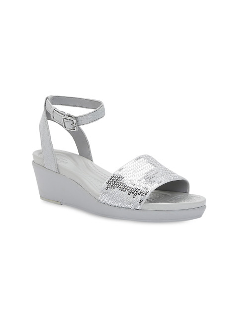 

Crocs Women Silver-Toned Embellished Sandals