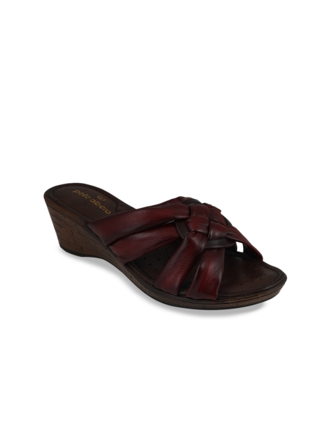 

pelle albero Women Maroon Solid Leather Sandals