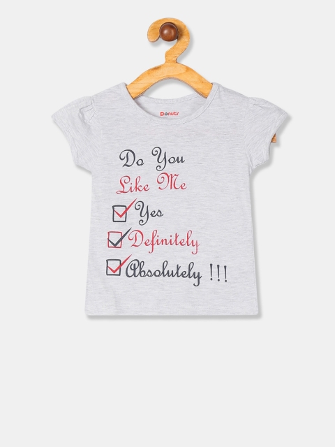 

Donuts Girls Grey Printed Round Neck T-shirt