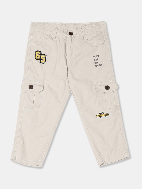 

Donuts Boys Beige Regular Fit Solid Cargos