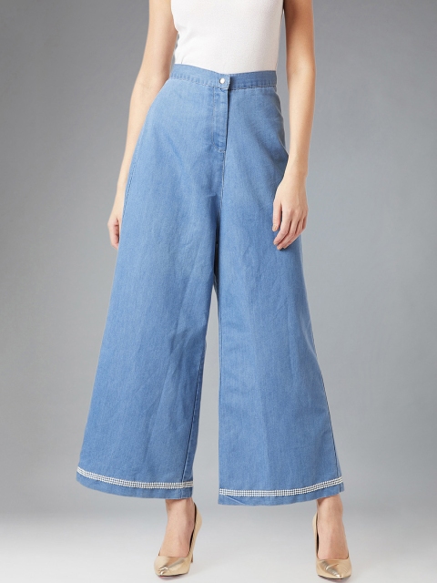 

DOLCE CRUDO Women Blue Regular Fit Denim Solid Culottes