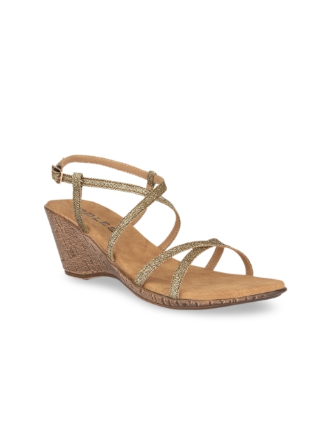 

SOLES Women Champagne Textured Heels