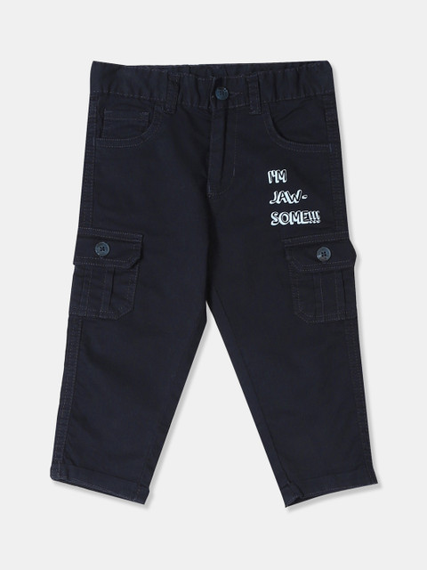 

Donuts Boys Navy Blue Regular Fit Solid Cargos