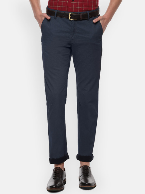 

Allen Solly Men Navy Blue Regular Fit Self Design Regular Trousers