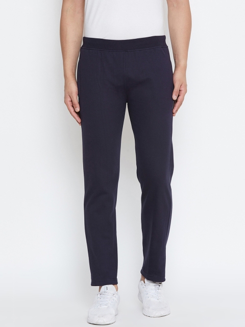 

Okane Men Navy Blue Solid Low-Rise Track Pants
