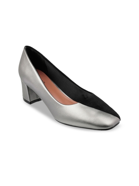 

SOLE HEAD Women Grey & Black Colourblocked Pumps