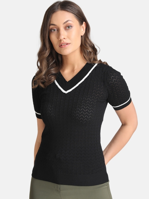 

Kazo Women Black Self Design Pullover Sweater
