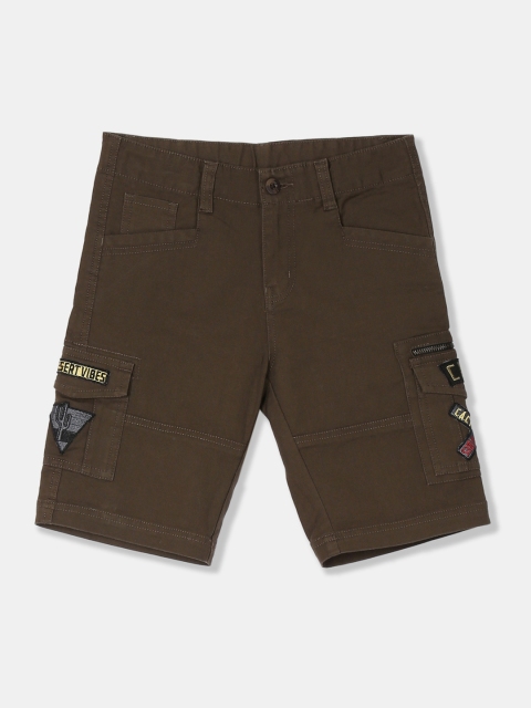 

Cherokee Boys Olive Green Solid Regular Fit Cargo Shorts