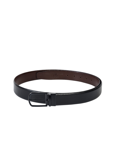 

Second SKIN Men Black & Brown Textured Reversible Leather Belt
