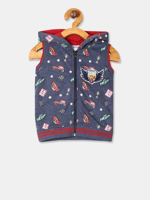

Donuts Boys Blue Printed Hooded Sleeveless Sweatshirt