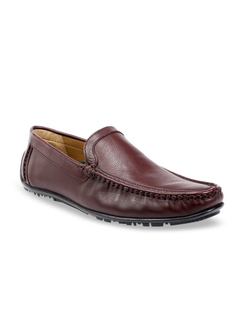 

One8 Men Brown Solid Formal Leather Slip-On Shoes, Maroon