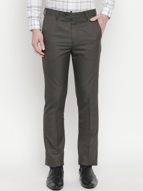 

RICHARD PARKER by Pantaloons Men Brown Self Design Slim Fit Formal Trousers