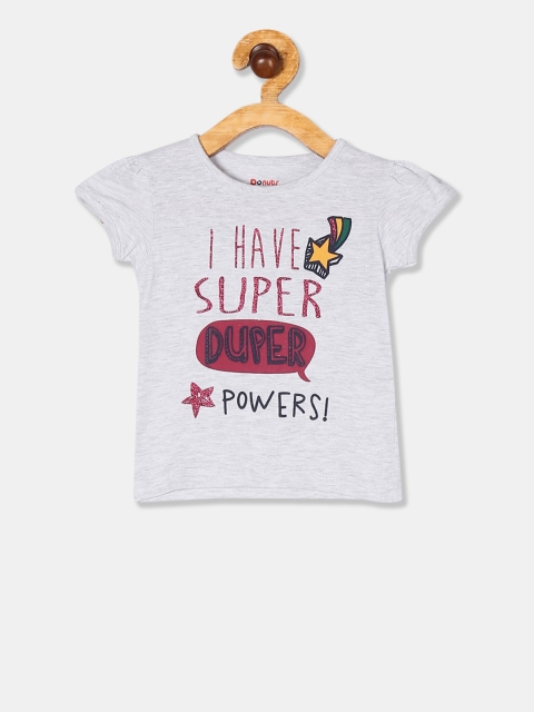 

Donuts Girls Grey Printed Embellished Round Neck T-shirt