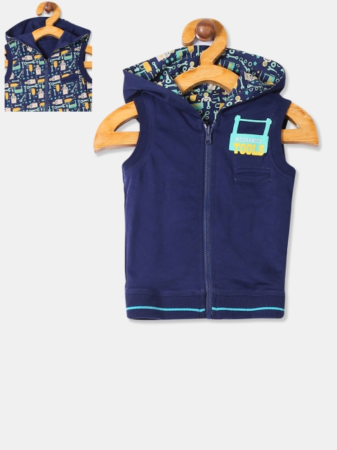 

Donuts Infant Boys Navy Blue Solid Hooded Reversible Sweatshirt
