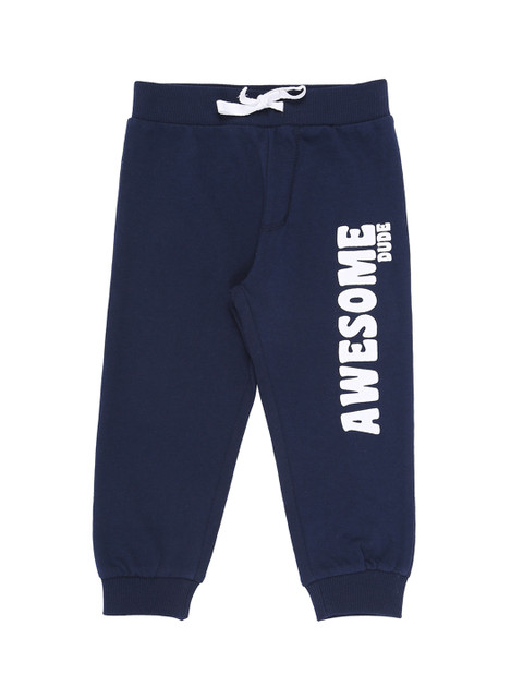 

Pantaloons Baby Infant Boys Navy Blue & White Printed Straight-Fit Joggers