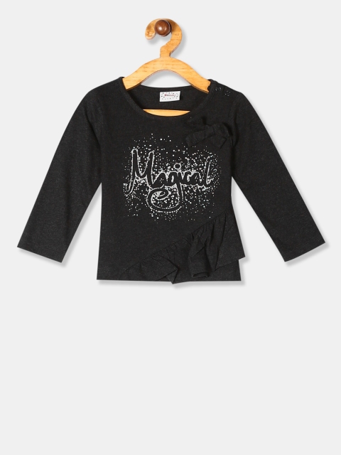 

Donuts Infant Grey Metallic Printed Round Neck T-shirt