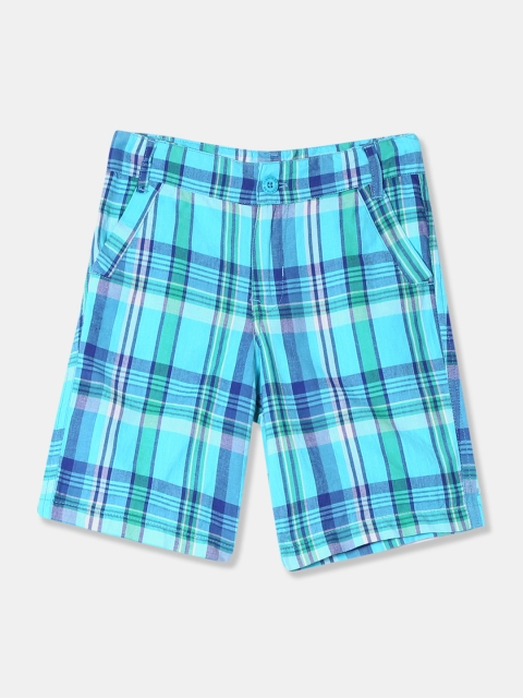 

Cherokee Boys Turquoise Blue Checked Regular Fit Regular Shorts