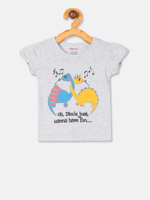 

Donuts Girls Grey Printed Round Neck T-shirt