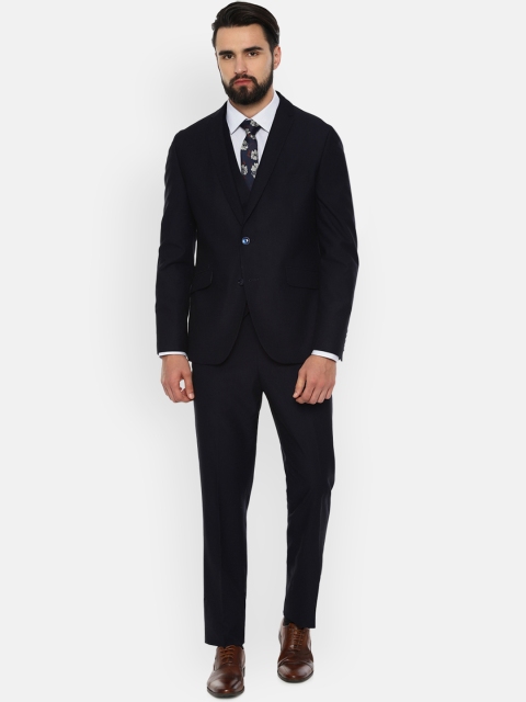 

V Dot Men Navy Blue Solid Single-Breasted Skinny-Fit Suit