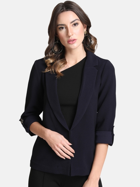 

Kazo Women Navy Blue Solid Tailored Jacket Jacket