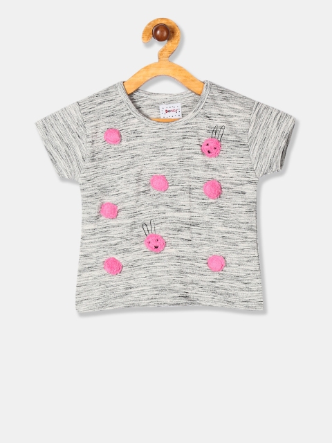 

Donuts Girls Grey & Pink Printed Round Neck T-shirt