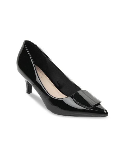 

SOLE HEAD Women Black Solid Pumps
