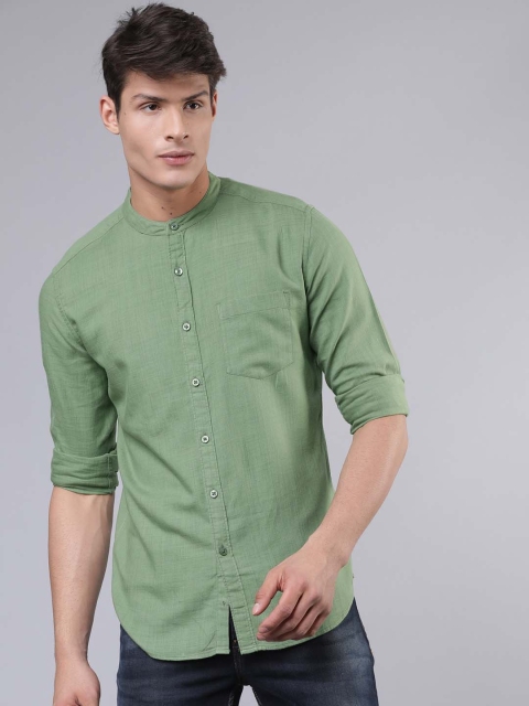 

HIGHLANDER Men Olive Green Slim Fit Solid Casual Shirt