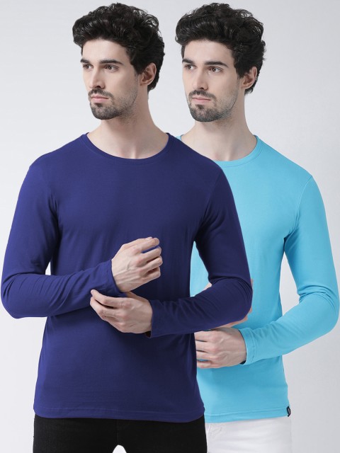

Friskers Men Blue Solid Round Neck T-shirt
