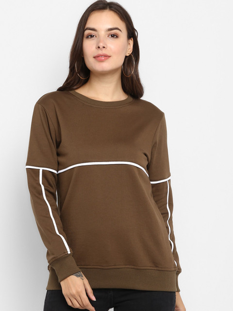 

Lady Stark Women Olive Brown Colourblocked Sweatshirt