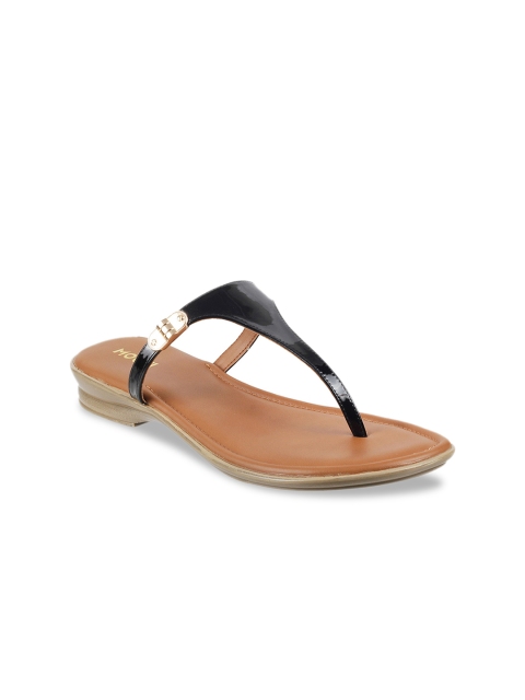 

Mochi Women Black Solid Open Toe Flats