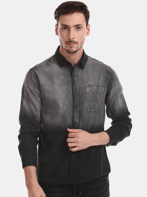 

Colt Men Black & Grey Regular Fit Faded Casual Shirt