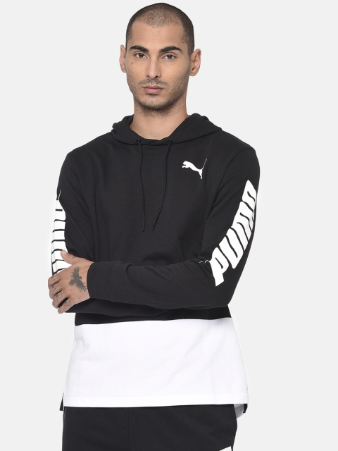 

Puma Men Black & White Colourblocked Hooded Sweatshirt
