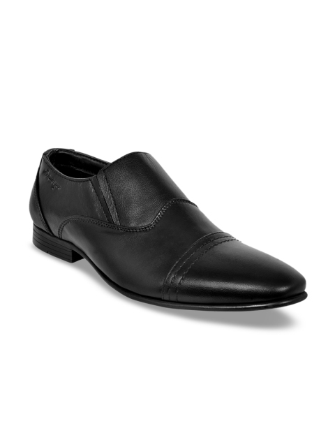 

Allen Cooper Men Black Solid Leather Formal Slip-On Shoes