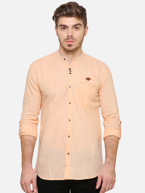 

Kuons Avenue Men Peach-Coloured Smart Slim Fit Solid Casual Shirt