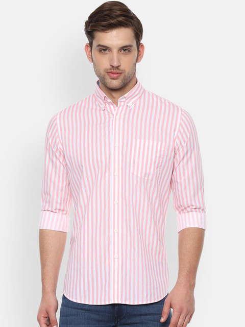

Van Heusen Sport Men Pink & White Slim Fit Striped Casual Shirt