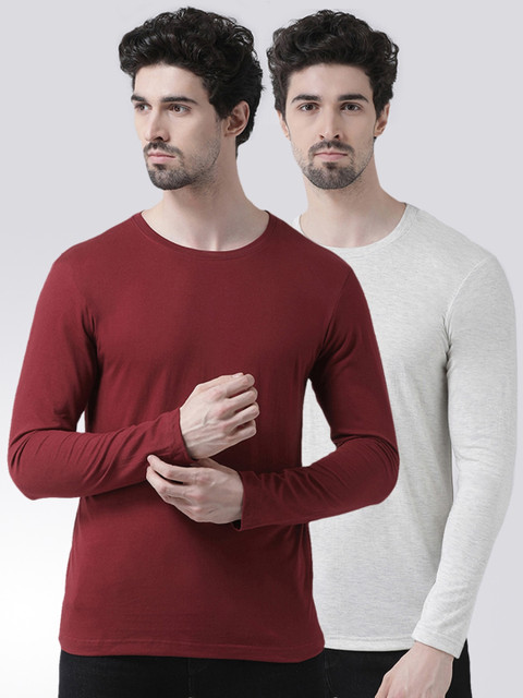 

Friskers Men Grey Melange Self Design Round Neck T-shirt