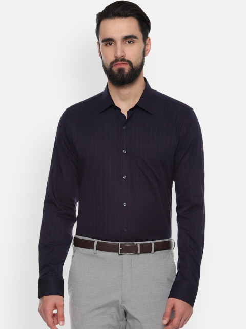 

Van Heusen Men Navy Blue Slim Fit Striped Formal Shirt